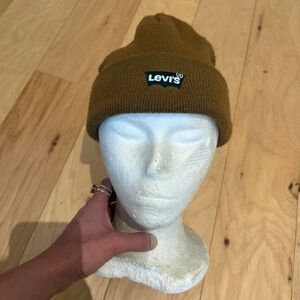 Levi's Tan Knit Cuffed Beanie with Logo Patch